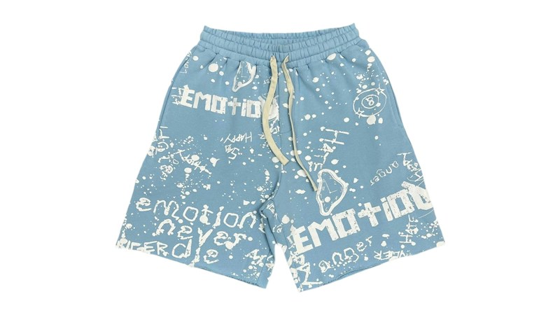Mixed Emotion Graffiti Shorts Blauw