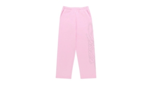 Sp5der Rhinestone Script Wide Leg Sweatpant Light Roze