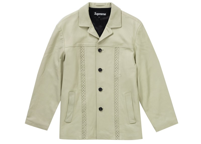 Supreme Braided Leather Overcoat Sand Creme