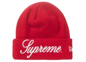 Supreme New Era Script Beanie Rood