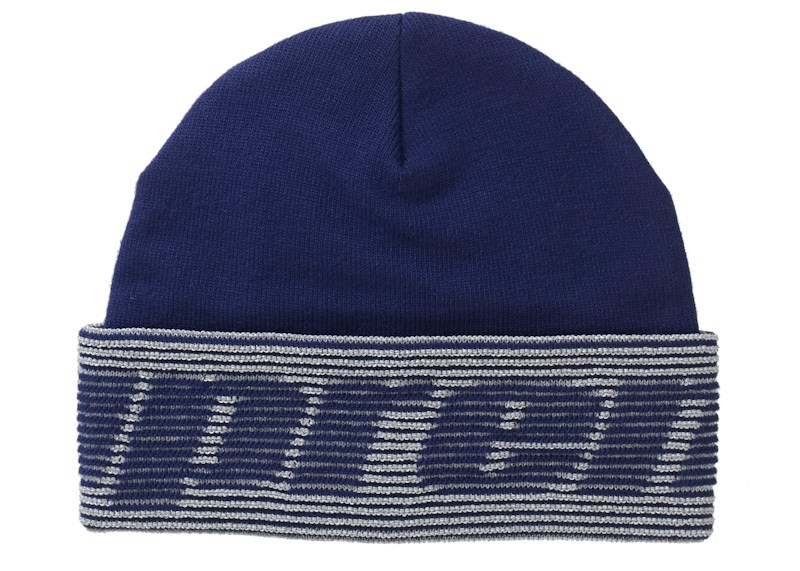 Supreme Reflective Jacquard Beanie Blauw