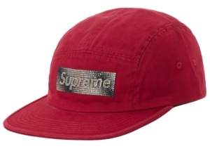 Supreme Rhinestone Label Camp Cap Rood