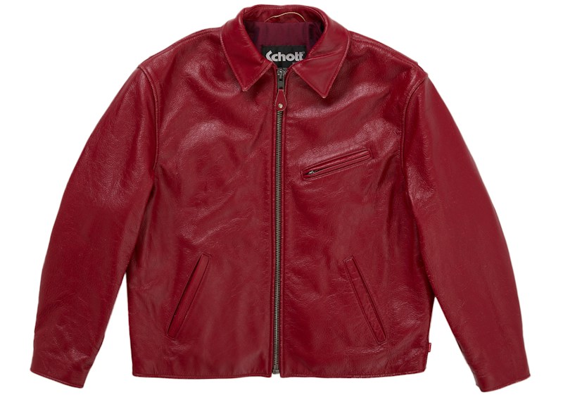 Supreme Schott Distressed Leather Jacket Rood