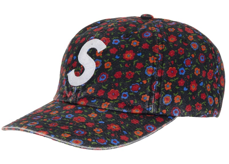 Supreme Washed Canvas S Logo 6-Panel Hat Floral Multicolor